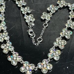 Ann Taylor Silver Floral Crystal Necklace